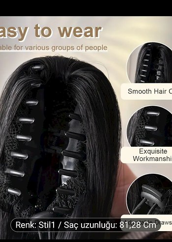 Gri Şeffaf Uzun Sentetik Atkuyruğu saç - Görsel 3