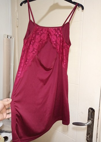 Bordo Ev giyim Gecelik Elbise - Görsel 3