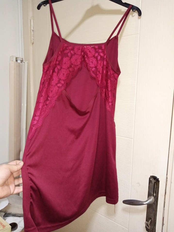 Bordo Ev giyim Gecelik Elbise - Görsel 3