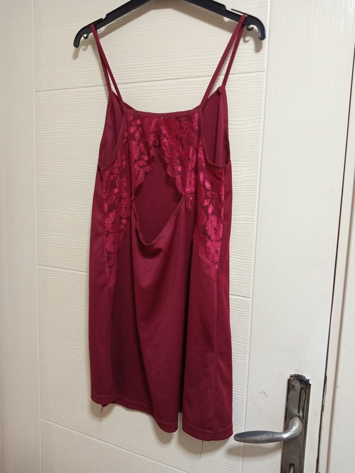 Bordo Ev giyim Gecelik Elbise - Görsel 2