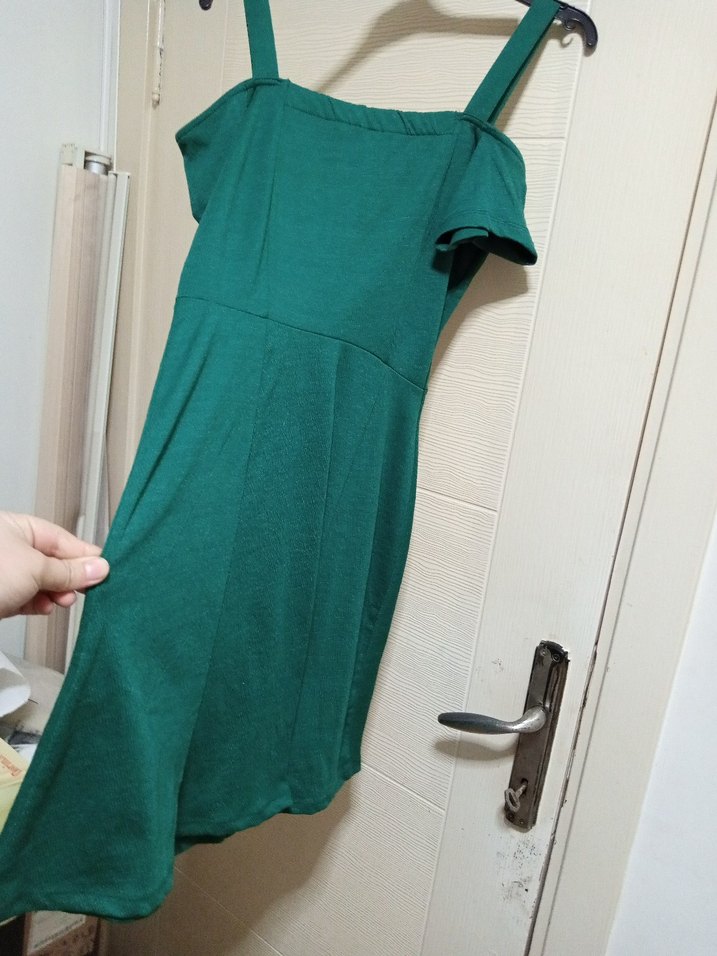 Yeşil Düğmeli Midi Triko Elbise - Görsel 2