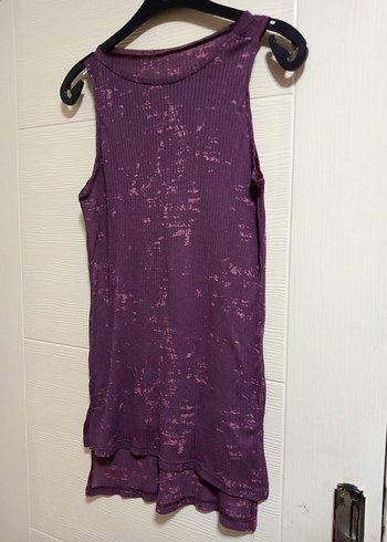 Mor Bağlama Desenli Kolsuz Tunik - Görsel 2