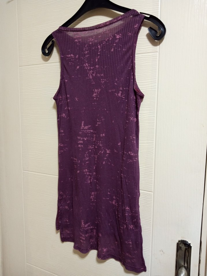 Mor Bağlama Desenli Kolsuz Tunik - Görsel 3