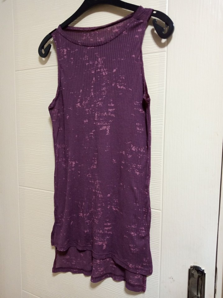 Mor Bağlama Desenli Kolsuz Tunik - Görsel 2