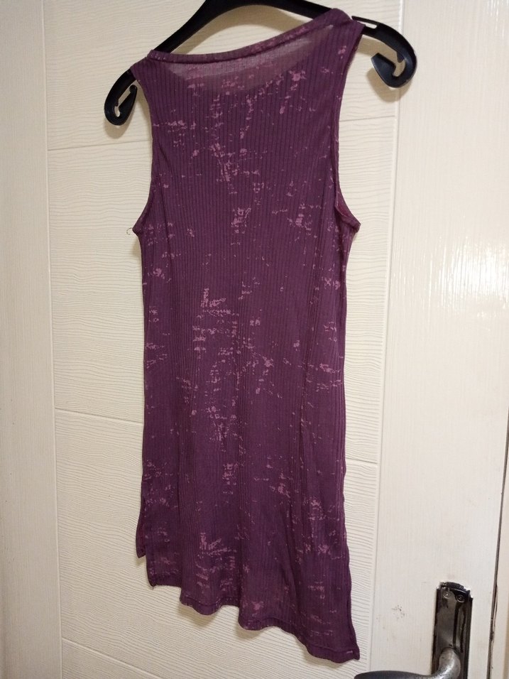 Mor Bağlama Desenli Kolsuz Tunik - Görsel 4