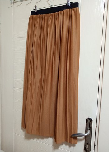 Bej Kadın Uzun Pilili Keten Etek - Görsel 2