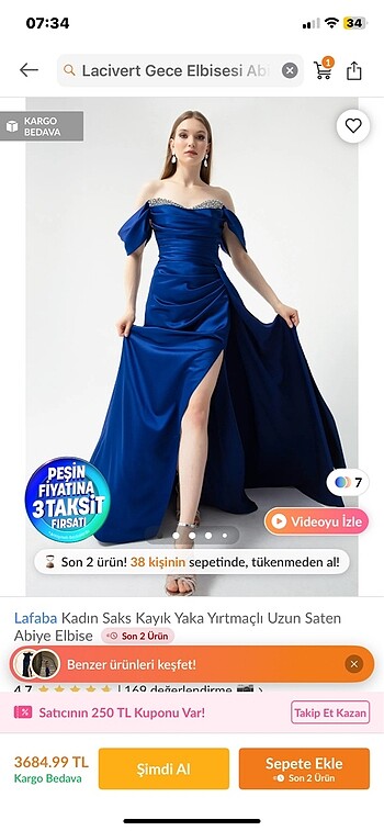 Kadın kayık yaka uzun saten abiye elbise