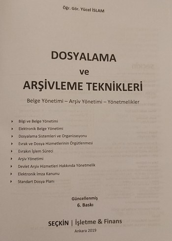 Dosyalama ve Arşivleme Teknikleri Kitabı Yücel İslam - Görsel 2