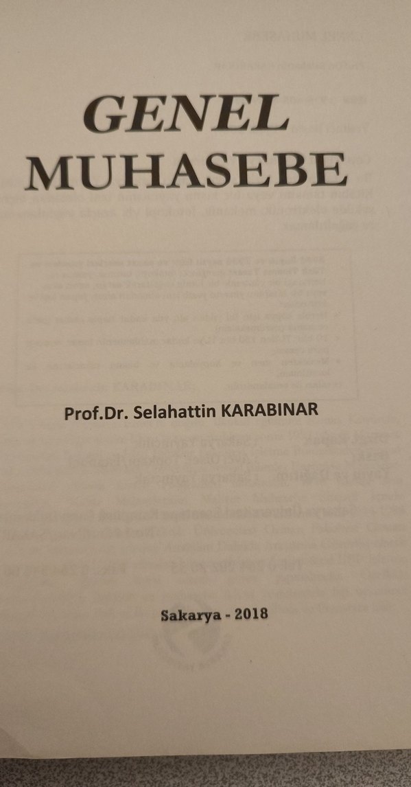 Genel Muhasebe Kitabı Prof. Dr. Selahattin Karabinar - Görsel 2