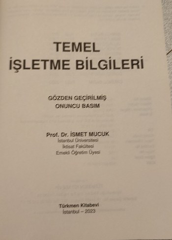 Temel İşletme Bilgileri Kitabı Prof. Dr. İsmet Mucuk - Görsel 2
