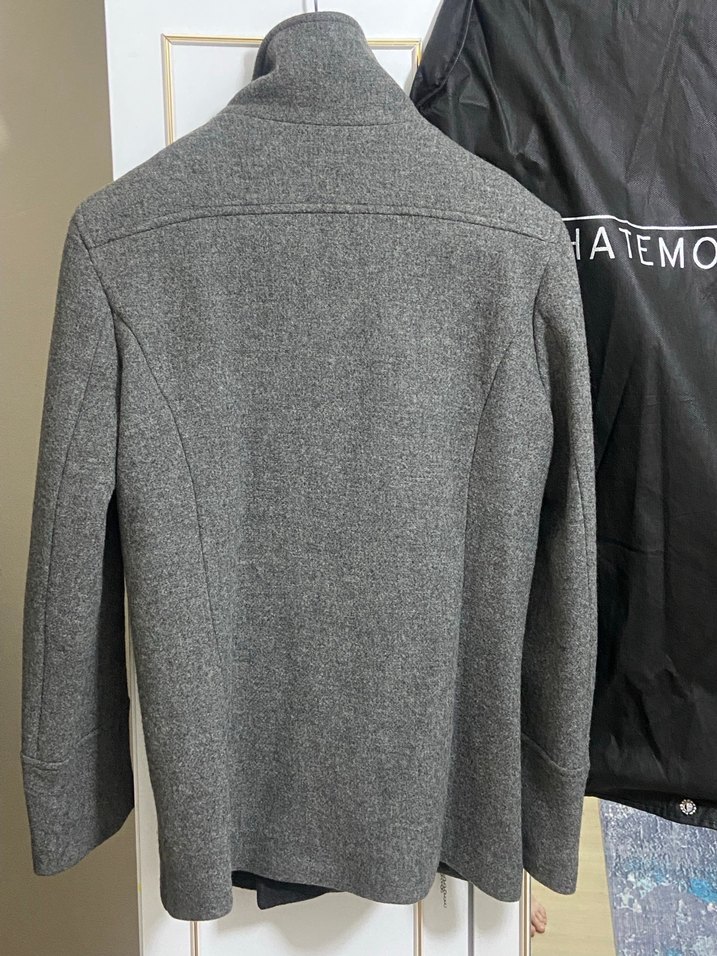 HATEM SAYKI Gri Erkek kaşe Yün Düğmeli Kaban - Görsel 2