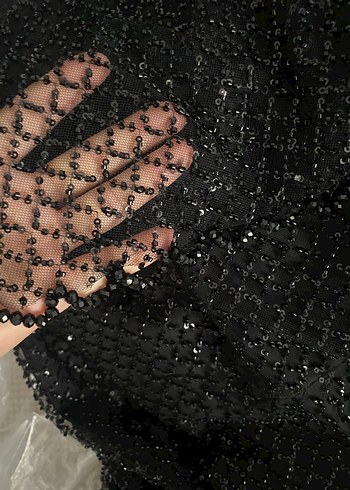 38 Beden siyah Renk Siyah Uzun Kollu Gotik Abiye Elbise