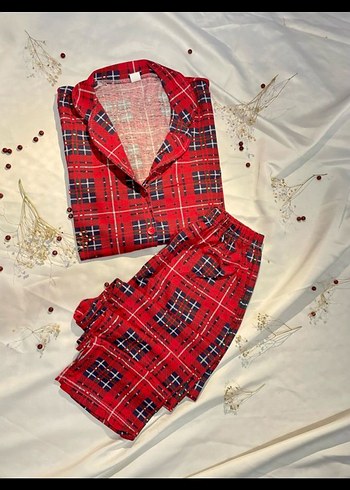 Diğer Kırmızı Kareli Kadın Pijama Takımı