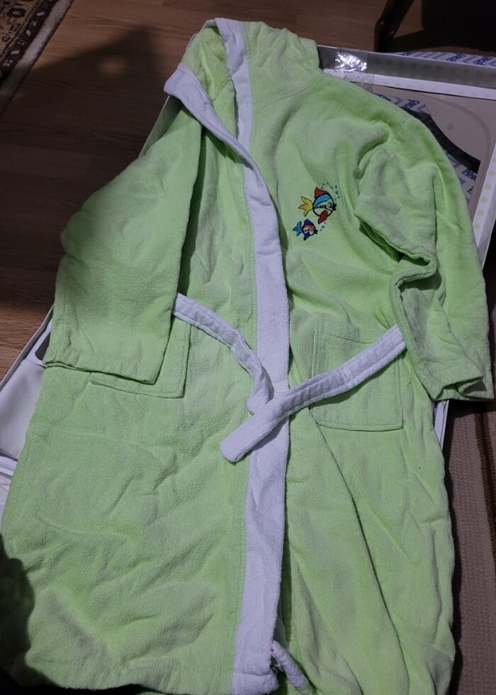 7 8 9 10 yaşa olur bornoz şapkalı.belden kemerli.tertemiz.kusurs - Görsel 2