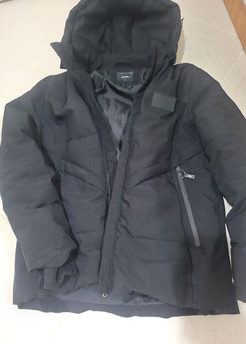 Koton Siyah Kapusonlu Sisme Mont M Beden Erkek