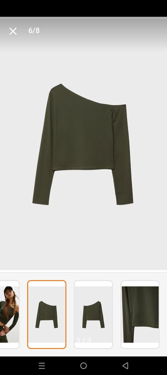 Kadın Haki Straplez Uzun Kollu Bluz s/m - Görsel 3