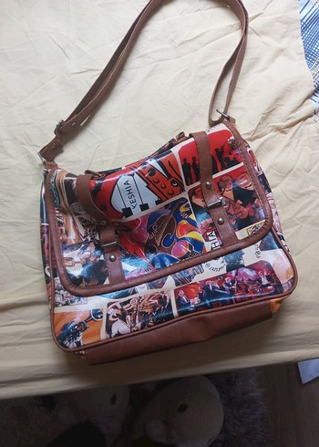 Renkli Baskılı Deri Kadın Çanta - Görsel 2