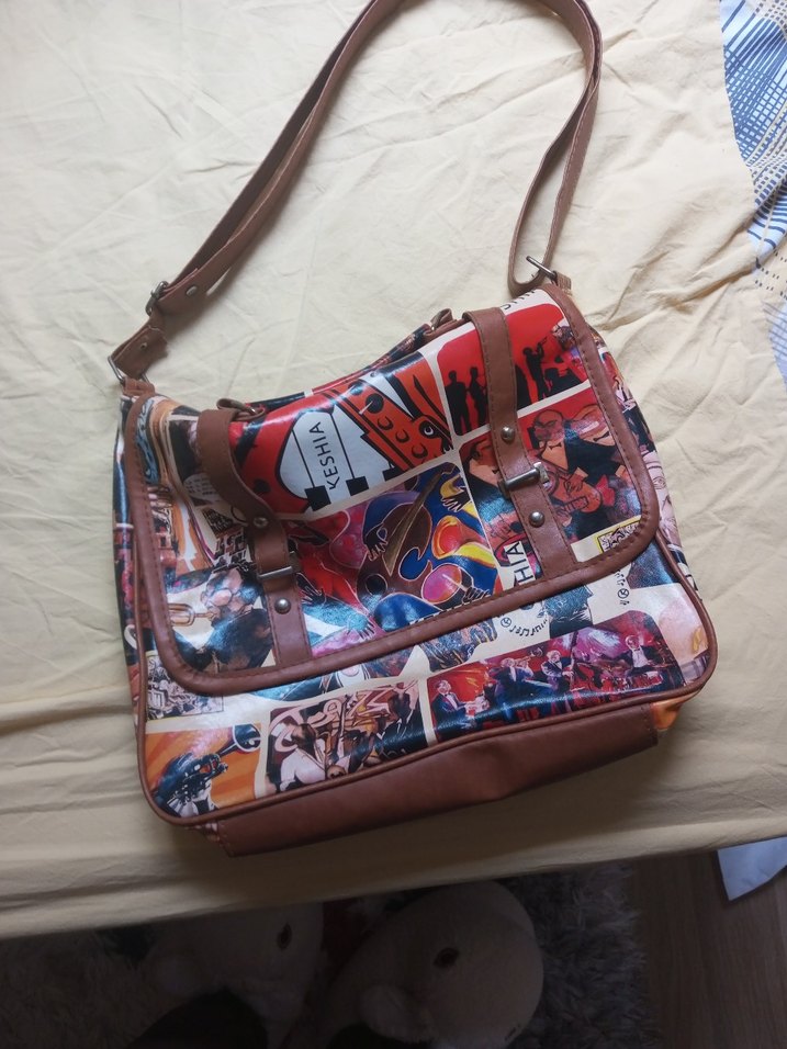 Renkli Baskılı Deri Kadın Çanta - Görsel 2