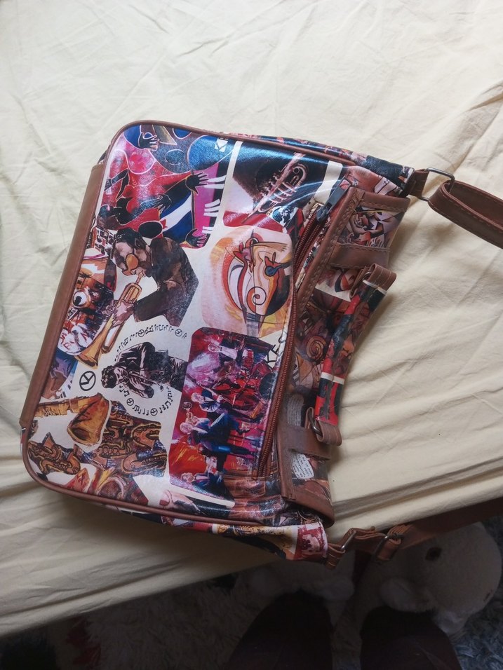 Renkli Baskılı Deri Kadın Çanta - Görsel 3