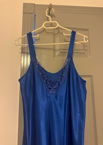 Nakışlı Turkuaz Kadın Uzun Gecelik - Görsel 3