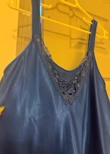 Nakışlı Turkuaz Kadın Uzun Gecelik - Görsel 6