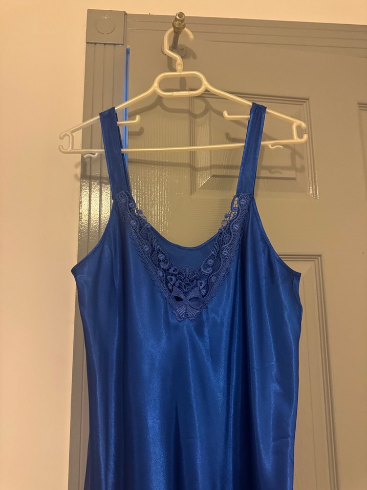 Nakışlı Turkuaz Kadın Uzun Gecelik - Görsel 3