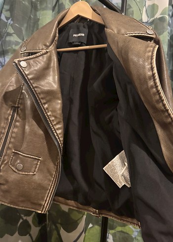 Kadın Deri Biker Ceket - PULL&BEAR - Görsel 4