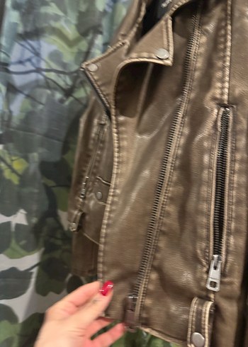 Kadın Deri Biker Ceket - PULL&BEAR - Görsel 2