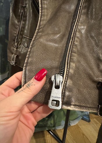 Kadın Deri Biker Ceket - PULL&BEAR - Görsel 6