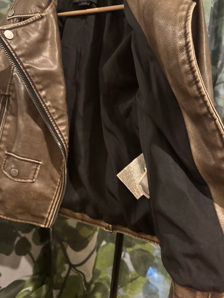 Kadın Deri Biker Ceket - PULL&BEAR - Görsel 5