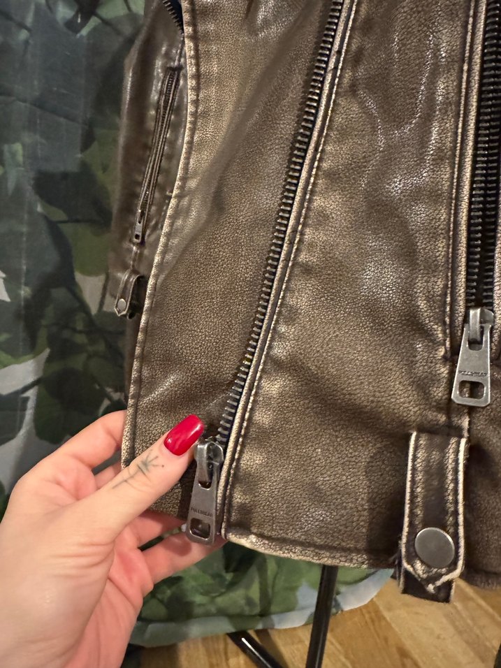 Kadın Deri Biker Ceket - PULL&BEAR - Görsel 3