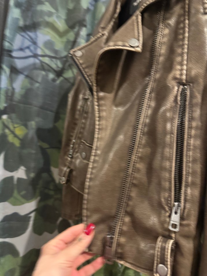 Kadın Deri Biker Ceket - PULL&BEAR - Görsel 2