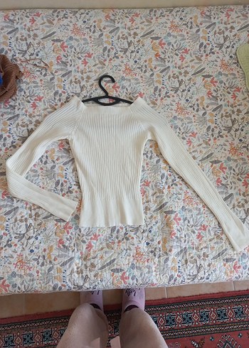 AdL Kemik Rengi Xs Crop Kazak - Görsel 8