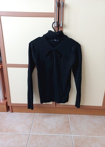 AdL Siyah Önü Detaylı Bogazli Kazak - Görsel 2