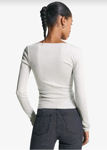 Bershka Uzun Kollu V Yaka Tshirt - Görsel 2