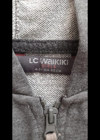 LC Waikiki Kız Çocuk Gri Kapüşonlu Fermuarlı Hırka