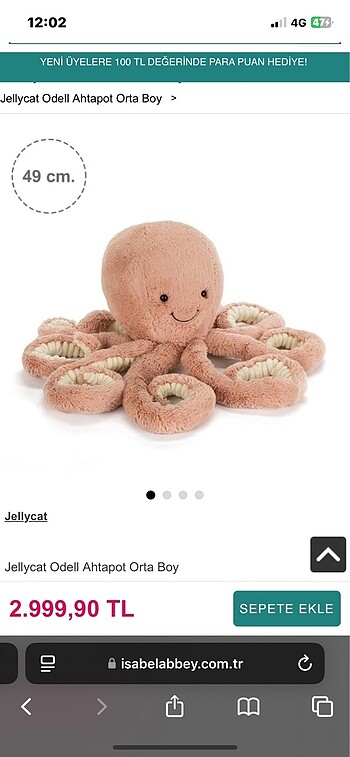 Diğer Orijinal Jellycat Ahtapot Peluş
