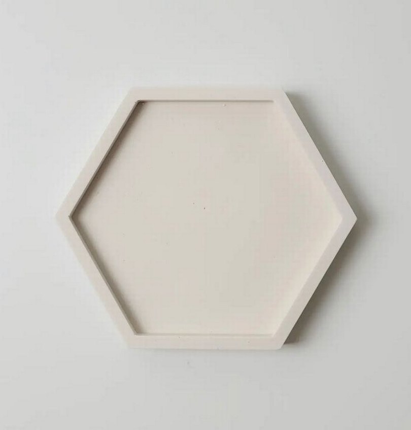 Altıgen Tasarımlı alçı saksı altlığı/ tabak - Görsel 3