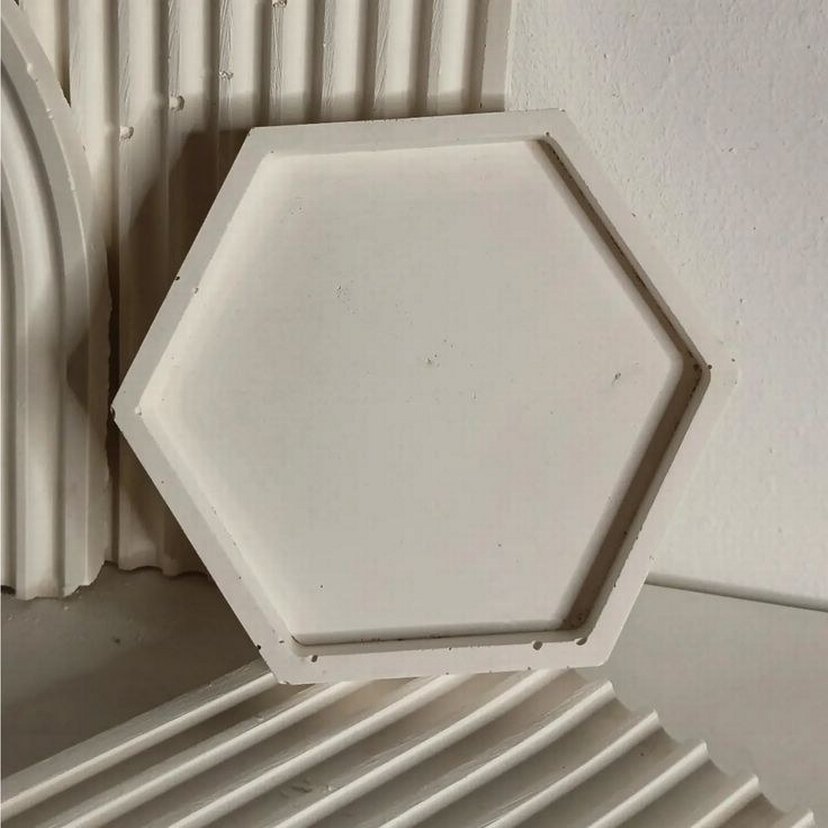 Altıgen Tasarımlı alçı saksı altlığı/ tabak - Görsel 2