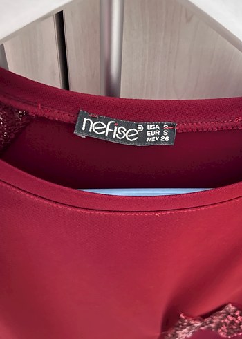 Bordo Simli Uzun Kollu Midi Tunik - Görsel 3