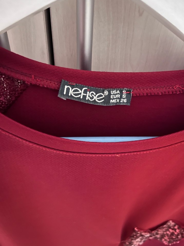 Bordo Simli Uzun Kollu Midi Tunik - Görsel 3