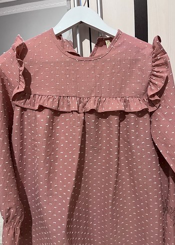 Pembe Fırfırlı Uzun Kollu tunik - Görsel 2