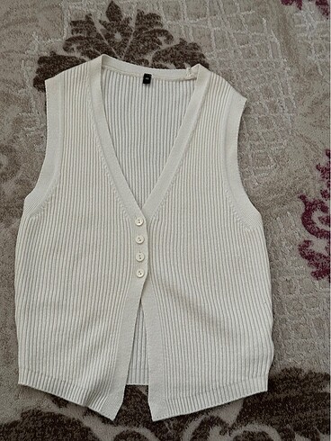 trendyolmilla ekru crop triko yelek - Görsel 9