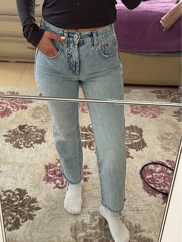 34 Beden stradivarius d96 straight fit crop jean