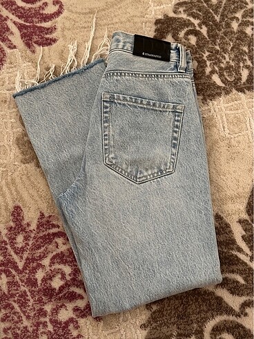 stradivarius d96 straight fit crop jean - Görsel 7