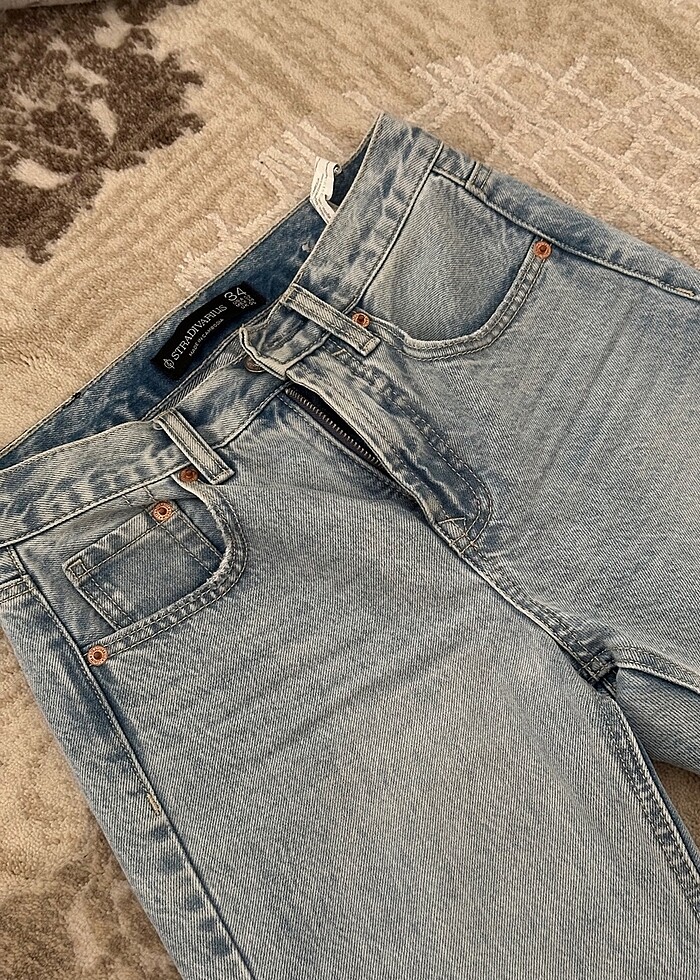 stradivarius d96 straight fit crop jean - Görsel 4