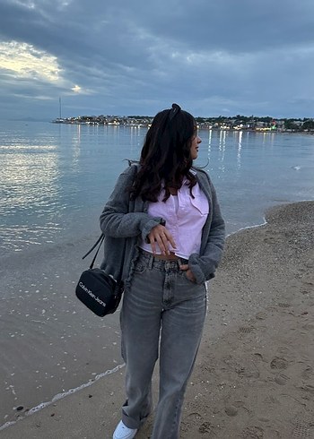 Zara Gri wide leg jean - Görsel 6