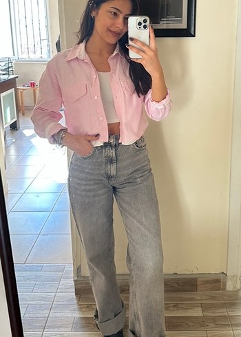 Zara Gri wide leg jean - Görsel 3