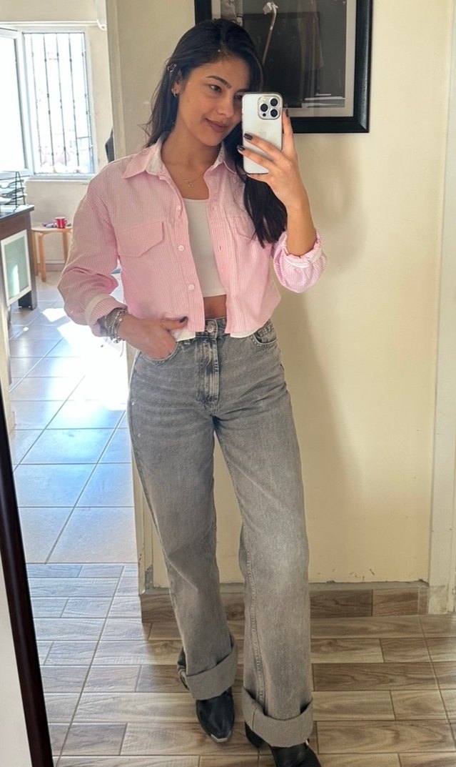 Zara Gri wide leg jean - Görsel 3