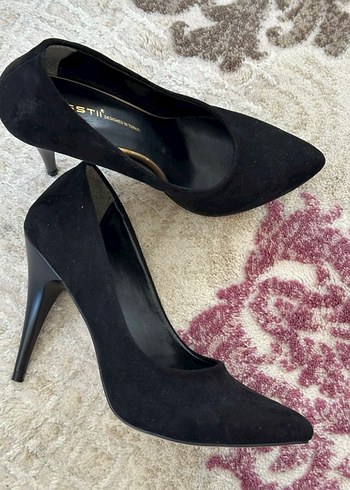 Siyah Süet Stiletto - Görsel 2